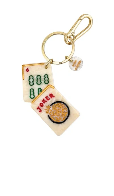 Solar Eclipse Hand-painted Mahjong Bag Charm + Keychain In Metallic