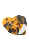 Solar Eclipse Hand-painted Mama Heart Compact Mirror In Tortoise