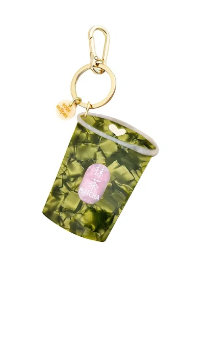 Solar Eclipse Hand-painted Matcha Bag Charm + Keychain In Green