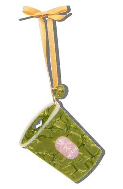 Solar Eclipse Hand-painted Matcha Ornament In Green