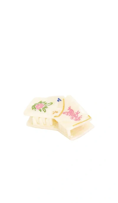 Solar Eclipse Hand-painted Mini Flower Mahjong Claw Hair Clip In N,a