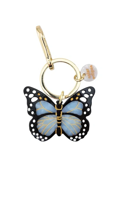 Solar Eclipse Hand-painted Monarch Bag Charm & Keychain In Gold