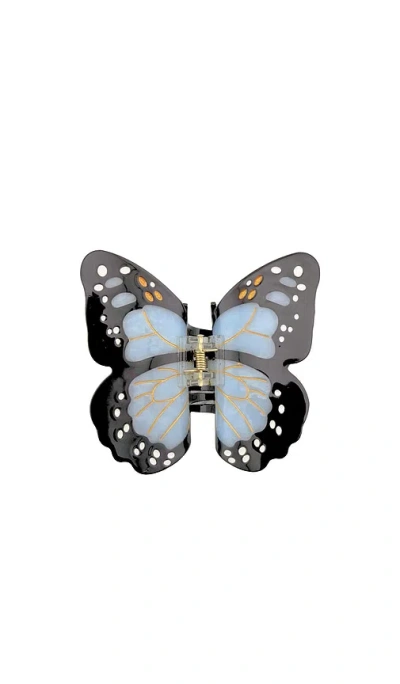 Solar Eclipse Hand-painted Monarch Butterfly Claw Hair Clip In Black