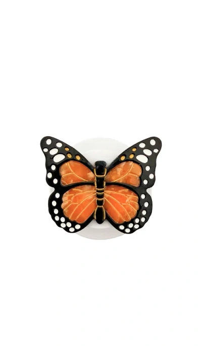 Solar Eclipse Hand-painted Monarch Butterfly Grip Charm In Black