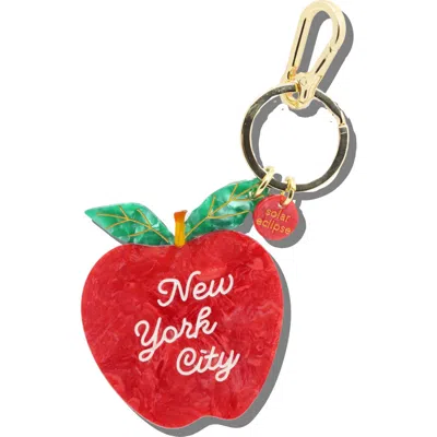 Solar Eclipse Hand-painted New York Apple Bag Charm In Red