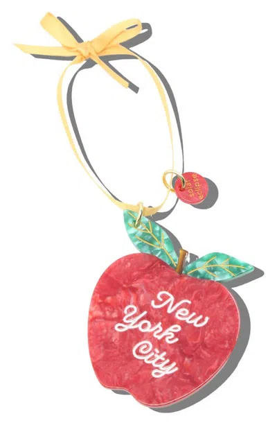 Solar Eclipse Hand-painted New York City Big Apple Ornament In Red