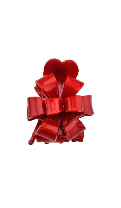 Solar Eclipse Hand-painted Origami Gift Bow Hair Claw Clip In Red
