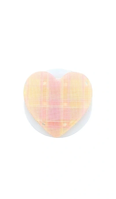 Solar Eclipse Hand-painted Plaid Heart Grip Charm In Pink