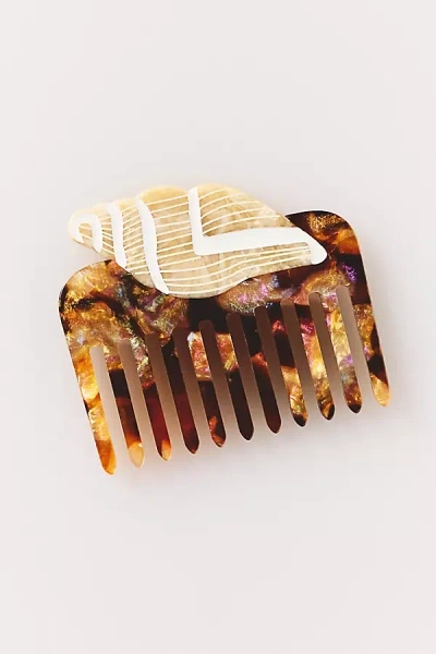 Solar Eclipse Handpainted Pocket Comb In Brown