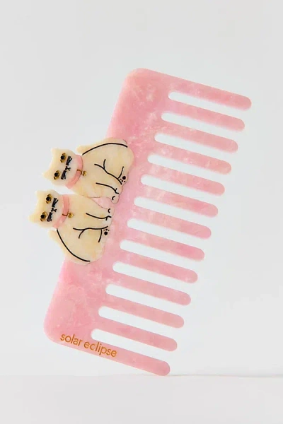 Solar Eclipse Hand-painted Pocket Hair Comb In Pink Kitty At Urban Outfitters