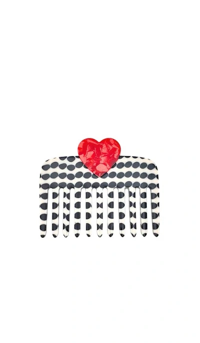 Solar Eclipse Hand-painted Polka Dot Heart Pocket Hair Comb In N,a