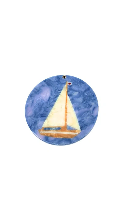Solar Eclipse Hand-painted Sail Boat Compact Mirror In N,a