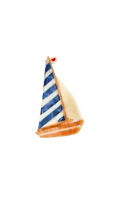Solar Eclipse Hand-painted Sailboat Claw Hair Clip In Orange