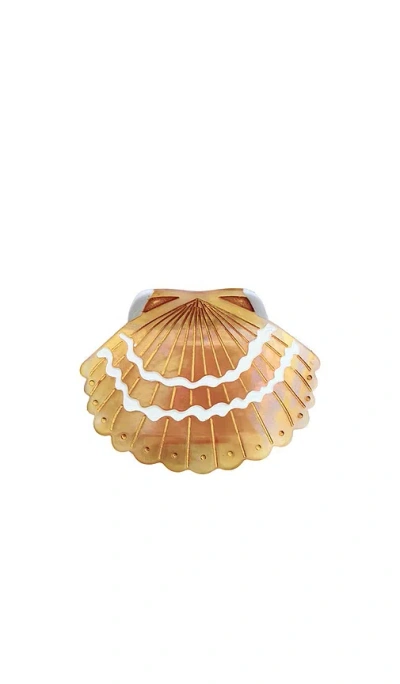 Solar Eclipse Hand-painted Seashell Claw Hair Clip In Mother Of Pearl