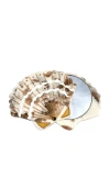 Solar Eclipse Hand-painted Seashell Compact Mirror In Multi