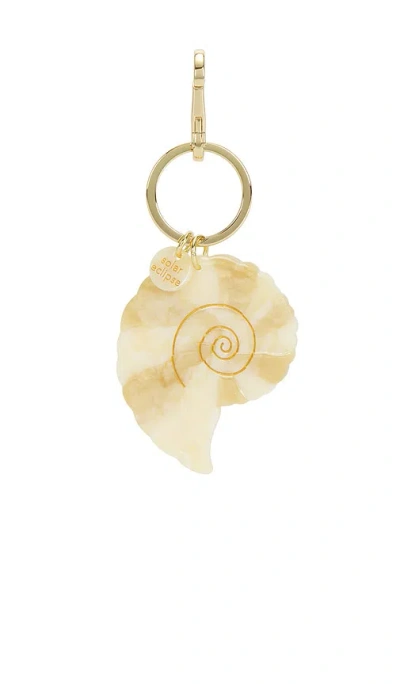 Solar Eclipse Hand-painted Spiral Shell Bag Charm & Keychain In White