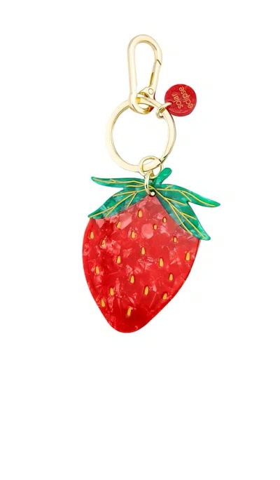 Solar Eclipse Hand-painted Strawberry Bag Charm + Keychain In Red