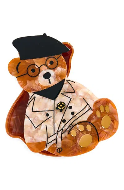 Solar Eclipse Hand-painted Trench Coat Bear Decorative Trinket Box In Brown