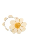 Solar Eclipse Hand-painted Vintage Daisy Compact Mirror In Yellow