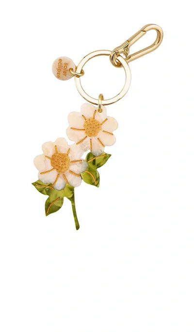 Solar Eclipse Hand-painted Vintage Daisy Stem Bag Charm & Keychain In Transparent