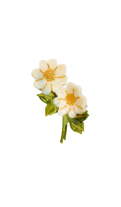 Solar Eclipse Hand-painted Vintage Daisy Stem Claw Hair Clip In Red