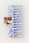 Solar Eclipse Handpainted Wide Tooth Comb In Blue