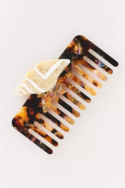 Solar Eclipse Handpainted Wide Tooth Comb In Multi