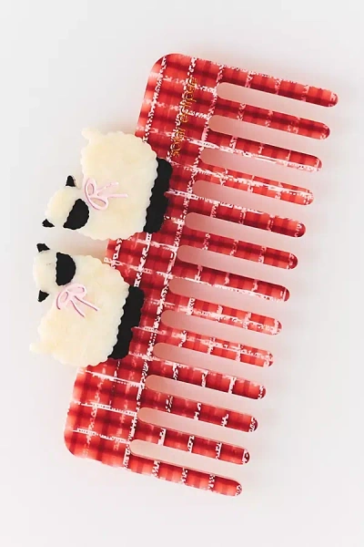 Solar Eclipse Handpainted Wide Tooth Comb In Red