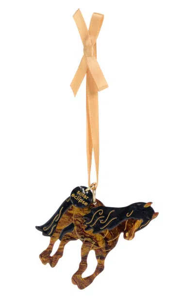 Solar Eclipse Horse Hand-painted Ornament In Midnight Friesian