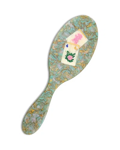 Solar Eclipse Large Amazing Hair Day Brush - Flower Mahjong In Green
