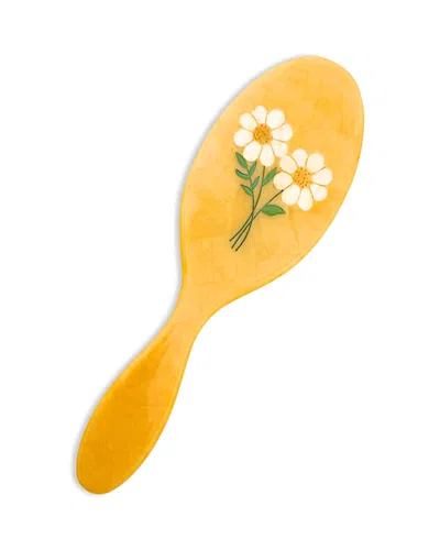 Solar Eclipse Large Amazing Hair Day Brush - Flower Mahjong In Yellow