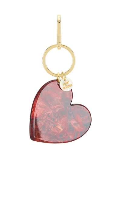 Solar Eclipse Limited Edition Handmade Heart Bag Charm + Keychain In Burgundy