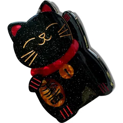 Solar Eclipse Lucky Cat Claw Clip In Black