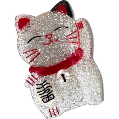 Solar Eclipse Lucky Cat Claw Clip In White