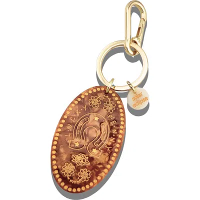 Solar Eclipse Lucky Penny Key Ring Bag Charm In Brown