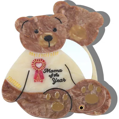 Solar Eclipse Mama Bear Hand Painted Compact Mirror In Blue