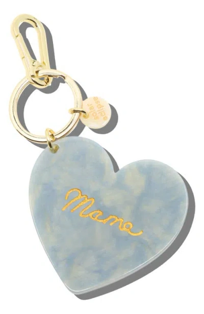 Solar Eclipse Mama Heart Hand Painted Key Chain Bag Charm In Metallic