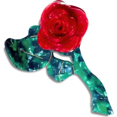 Solar Eclipse Origami Rose Stem Flower Claw Clip In Red