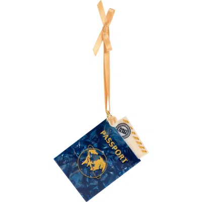 Solar Eclipse Passport Hand-painted Ornament In Blue