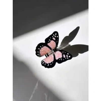 Solar Eclipse Pink Hand-painted Monarch Butterfly Claw Hair Clip