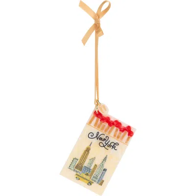 Solar Eclipse Skyline Matches Hand-painted Ornament In Cream