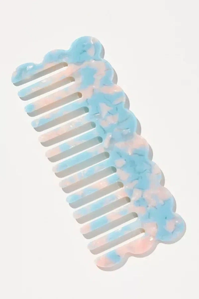 Solar Eclipse Wavy Acetate Hair Comb In Blue