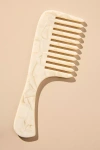 Solar Eclipse Wide-tooth Handle Acetate Hair Comb In Beige