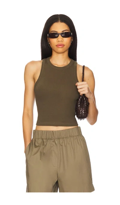Sold Out Nyc Cropped Not So Basic Tank In Olive