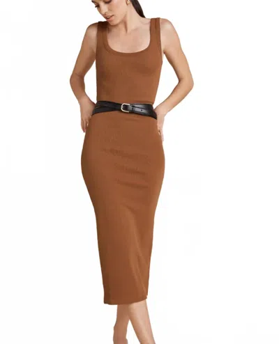 Sold Out Nyc Long Scoop It Up Dress In Toffee In Brown