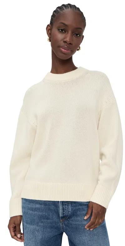 Sold Out Nyc The Cashmere Signature Crew Pullover Cream In White