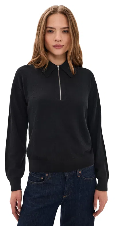 Sold Out Nyc The Cashmere Zip Polo In Black Black