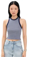 Sold Out Nyc The Cropped Not So Basic Tank Navy Micro Stripe In Navy Micro Stripe