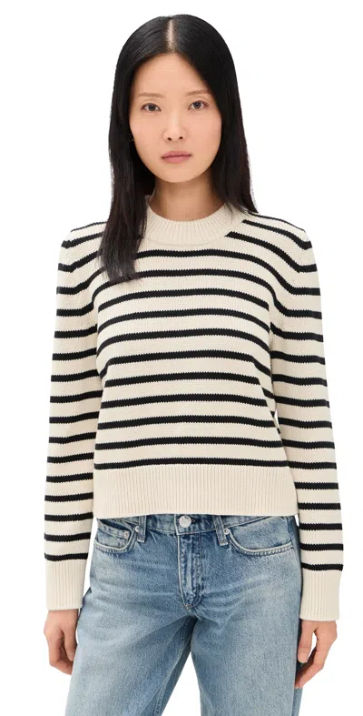 Sold Out Nyc The Favorite Crew Stripe Pullover Black & Cream Stripe In Multi