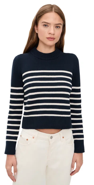 Sold Out Nyc The Favorite Crew Sweater Navy & Cream In Black
